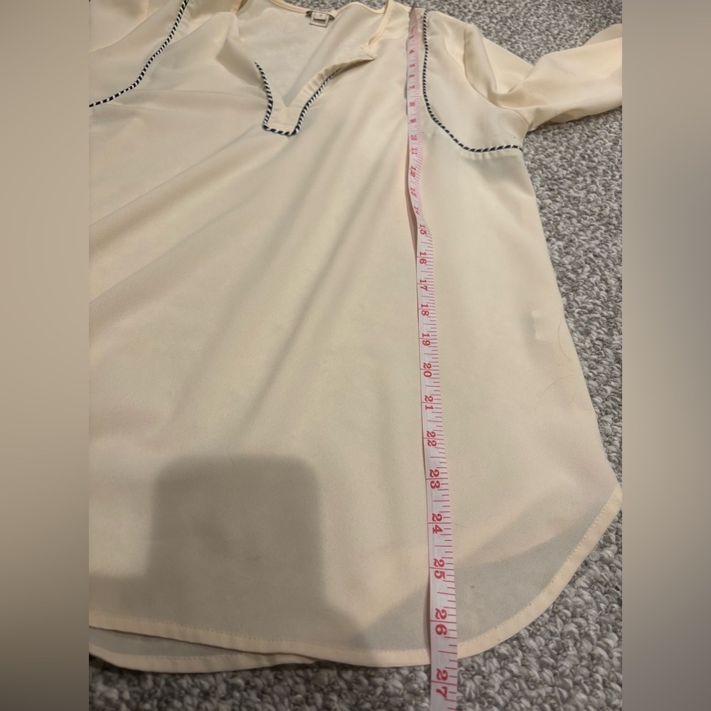 J. Crew Cream Blouse with Black Trim - Picture 8 of 10